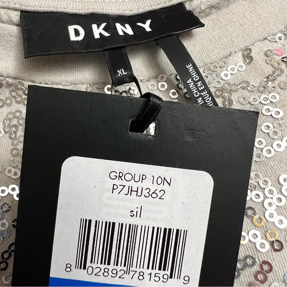 DKNY Women's Blouses silver Sequin Top Women XL NWT - Picture 7 of 8